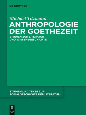 cover image of Anthropologie der Goethezeit
